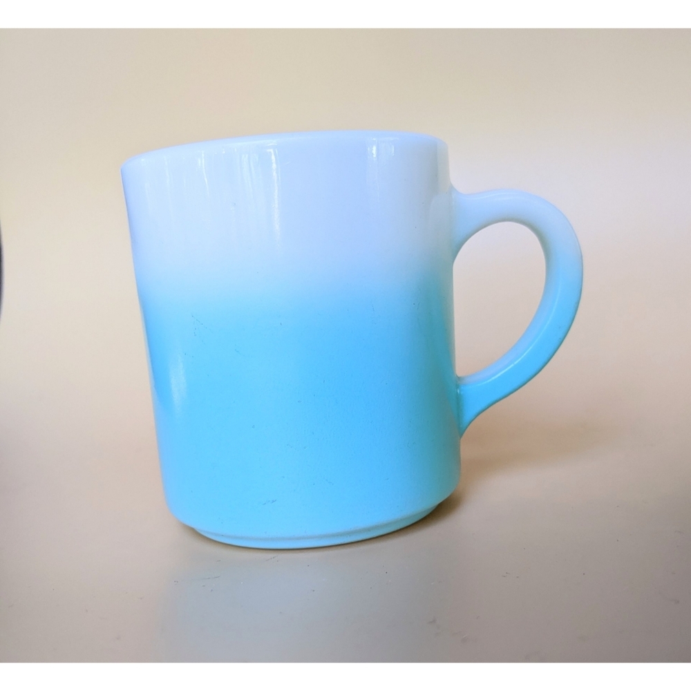 Vintage 8oz small blue ombre milk glass mug
